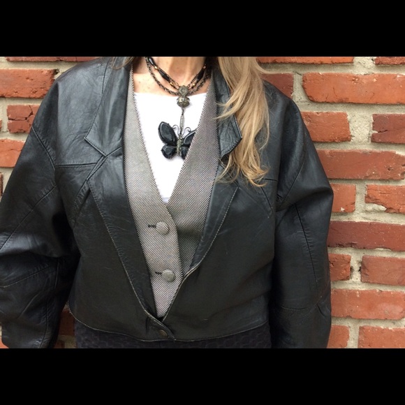 Vintage Leather Jacket w/Dolman Sleeves M/L - Picture 5 of 5